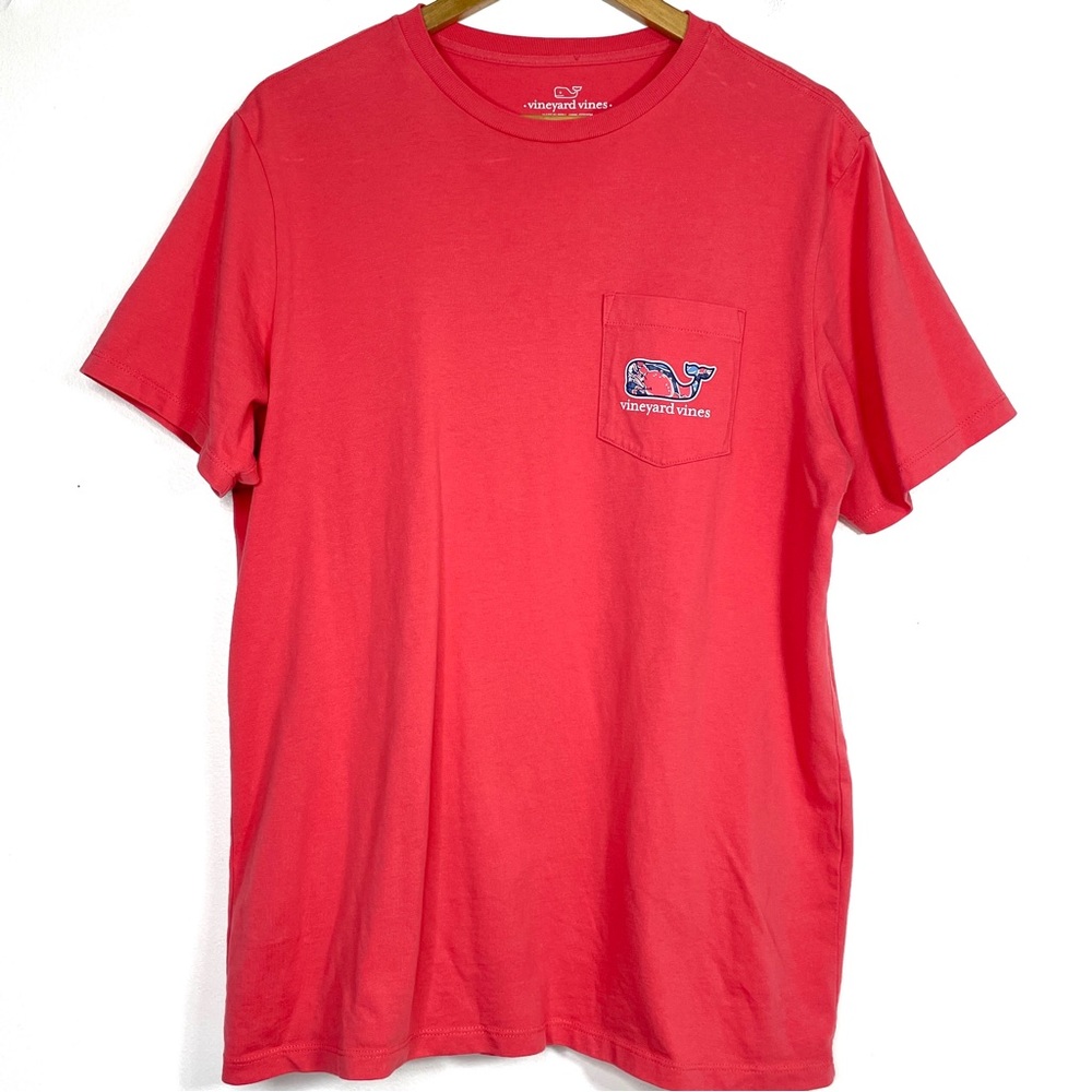 Vineyard Vines Pink/Coral T-Shirt Whale Graphic Design Sz M